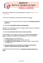 Décrire et reproduire une figure - Cours, Leçon de géométrie : 5ème Harmos - PDF gratuit à imprimer