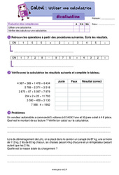 Utiliser une calculatrice - Évaluation de calcul : 5ème Harmos - PDF à imprimer