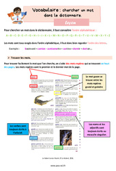 Chercher un mot dans le dictionnaire - Cours, Leçon de vocabulaire : 5ème Harmos - PDF gratuit à imprimer