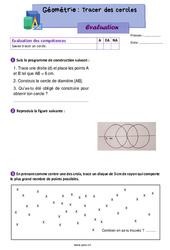 Tracer des cercles - Évaluation de géométrie : 6ème Harmos - PDF à imprimer