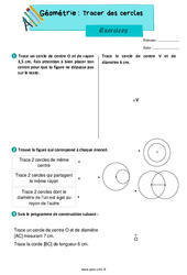 Tracer des cercles - Exercices de géométrie : 6ème Harmos - PDF à imprimer