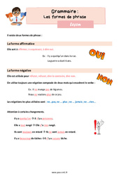 Les formes de phrase (affirmative, négative) - Cours, Leçon de grammaire : 6ème Harmos - PDF gratuit à imprimer