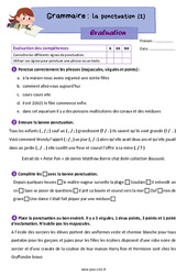 La ponctuation (dans la phrase et en fin de phrase) - Évaluation de grammaire : 6ème Harmos - PDF à imprimer