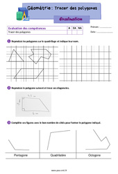 Tracer des polygones - Évaluation de géométrie : 6ème Harmos - PDF à imprimer