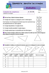 Identifier les triangles - Évaluation de géométrie : 6ème Harmos - PDF à imprimer