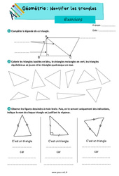 Identifier les triangles - Exercices de géométrie : 6ème Harmos - PDF à imprimer