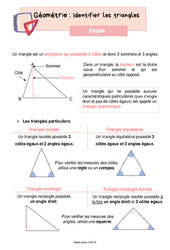 Identifier les triangles - Cours, Leçon de géométrie : 6ème Harmos - PDF gratuit à imprimer