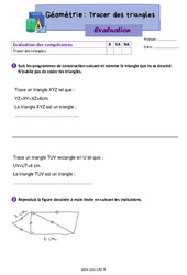 Tracer les triangles - Évaluation de géométrie : 6ème Harmos - PDF à imprimer