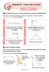 Tracer les triangles - Cours, Leçon de géométrie : 6ème Harmos - PDF gratuit à imprimer