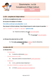 Leçon Le COI - Fiches complément d’objet indirect - Cours, Leçon de grammaire : 6ème Harmos - PDF à imprimer