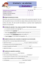 Les adverbes - Évaluation de grammaire : 6ème Harmos - PDF à imprimer