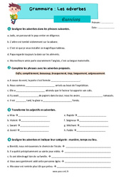 Les adverbes - Exercices de grammaire : 6ème Harmos - PDF à imprimer