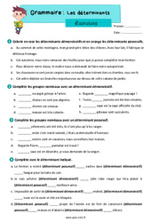 Les déterminants - Exercices de grammaire : 6ème Harmos - PDF à imprimer