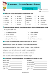 Le complément du nom - Exercices de grammaire : 6ème Harmos - PDF à imprimer