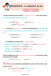 Le complément du nom - Cours, Leçon de grammaire : 6ème Harmos - PDF à imprimer