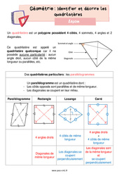 Identifier et décrire les quadrilatères - Cours, Leçon de géométrie : 6ème Harmos - PDF gratuit à imprimer