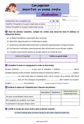 Alternance- Fiches Imparfait ou passé simple - Évaluation de conjugaison : 6ème Harmos - PDF à imprimer