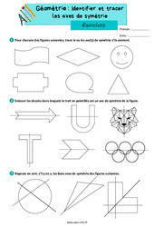 Identifier et tracer les axes de symétrie - Exercices de géométrie : 6ème Harmos - PDF à imprimer