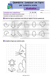 Compléter une figure par symétrie axiale - Évaluation de géométrie : 6ème Harmos - PDF à imprimer