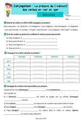 Le présent de l’indicatif des verbes en - cer et - ger - Exercices de conjugaison : 6ème Harmos - PDF à imprimer