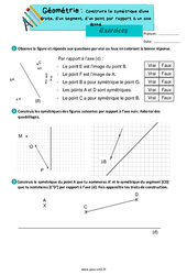 Construire le symétrique d'une droite, d’un segment, d’un point par rapport à un axe donné - Exercices de géométrie : 6ème Harmos - PDF à imprimer