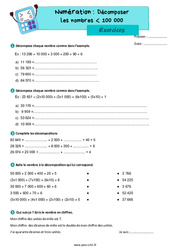 Décomposer les nombres inférieur à 100 000 - Exercices de numération : 6ème Harmos - PDF à imprimer