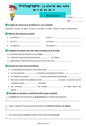 Le pluriel des noms en al et ail - Exercices d'orthographe : 6ème Harmos - PDF à imprimer