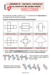 Reproduire, représenter et construire des solides simples - Cours, Leçon de géométrie : 6ème Harmos - PDF à imprimer