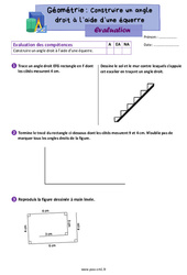 Construire un angle droit à l’aide d’une équerre - Évaluation de géométrie : 6ème Harmos - PDF à imprimer