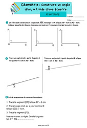 Construire un angle droit à l’aide d’une équerre - Exercices de géométrie : 6ème Harmos - PDF à imprimer