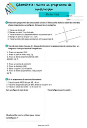 Suivre un programme de construction - Exercices de géométrie : 6ème Harmos - PDF à imprimer