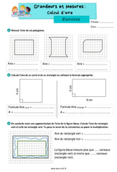 Calcul d’aire - Exercices de grandeurs et mesures : 6ème Harmos - PDF à imprimer