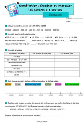 Encadrer, intercaler les nombres inférieur à 1 000 000 - Exercices de numération : 6ème Harmos - PDF à imprimer