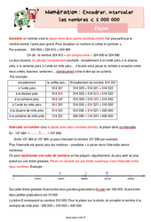 Encadrer, intercaler les nombres inférieur à 1 000 000 - Cours, Leçon de numération : 6ème Harmos - PDF gratuit à imprimer