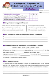 L’imparfait des verbes du  groupe - Évaluation de conjugaison : 6ème Harmos - PDF à imprimer