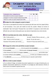 Le passé composé avec l’auxiliaire être - Évaluation de conjugaison : 6ème Harmos - PDF à imprimer