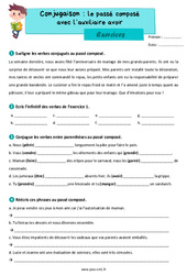 Le passé composé avec l’auxiliaire avoir - Exercices de conjugaison : 6ème Harmos - PDF à imprimer