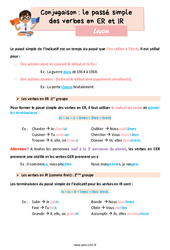 Le passé simple des verbes en ER et IR - Cours, Leçon de conjugaison : 6ème Harmos - PDF gratuit à imprimer