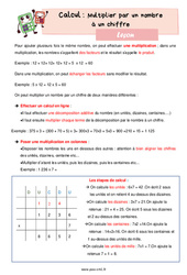 Multiplier par un nombre à un chiffre - Cours, Leçon de calcul : 6ème Harmos - PDF gratuit à imprimer