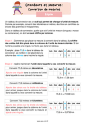 Conversion de mesures - Cours, Leçon de grandeurs et mesures : 6ème Harmos - PDF gratuit à imprimer