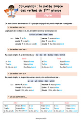 Le passé simple des verbes du  groupe - Cours, Leçon de conjugaison : 6ème Harmos - PDF gratuit à imprimer