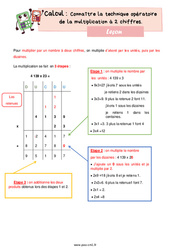 Connaître et utiliser la technique de la multiplication posée à 2 chiffres - Cours, Leçon de calcul : 6ème Harmos - PDF gratuit à imprimer