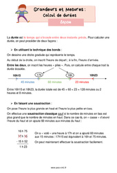 Calcul de durées - Cours, Leçon de grandeurs et mesures : 6ème Harmos - PDF gratuit à imprimer