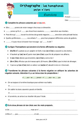 Les homophones grammaticaux - Fiches on/on n’/ont - Exercices d'orthographe : 6ème Harmos - PDF à imprimer