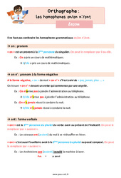 Les homophones grammaticaux - Fiches on/on n’/ont - Cours, Leçon d'orthographe : 6ème Harmos - PDF gratuit à imprimer