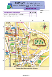 Se repérer, décrire ou exécuter des déplacements, sur un plan ou sur une carte - Évaluation de géométrie : 6ème Harmos - PDF à imprimer