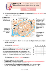 Se repérer, décrire ou exécuter des déplacements, sur un plan ou sur une carte - Cours, Leçon de géométrie : 6ème Harmos - PDF gratuit à imprimer