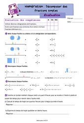 Décomposer des fractions simples - Évaluation de numération : 6ème Harmos - PDF à imprimer