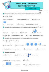 Décomposer des fractions simples - Exercices de numération : 6ème Harmos - PDF à imprimer