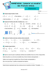 Comparer et encadrer des fractions simples - Exercices de numération : 6ème Harmos - PDF à imprimer